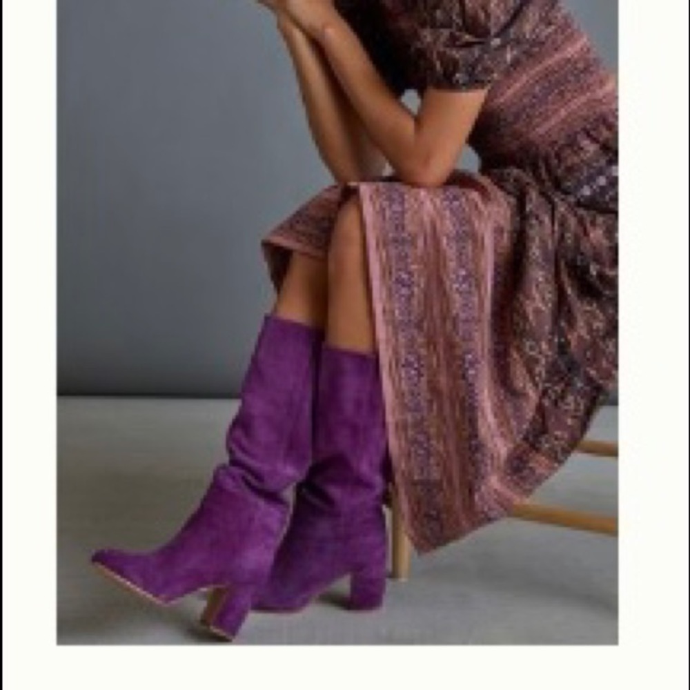 Anthropologie Purple Heeled Boots